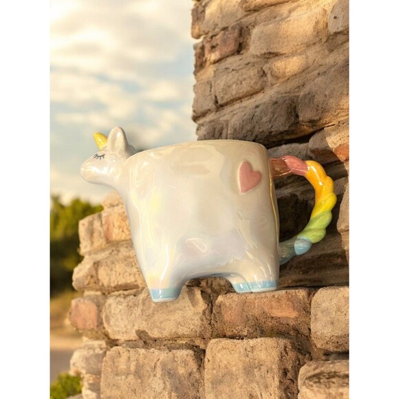Unicorn Coffee Mug 'You Are Unique' Pastel Rainbow Handle 8oz Ceramic Cup Cute - Picture 6 of 8